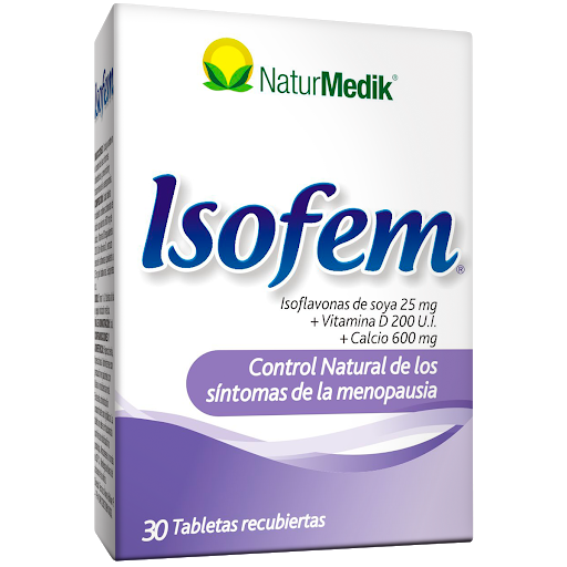 //Iso Fem 600mg Tab. Caja x30Tab. NaturMedik Isoflavonas Soya Calcio