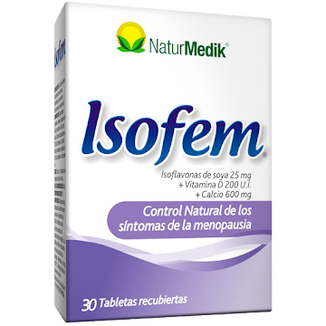 //Iso Fem 600mg Tab. Caja x30Tab. NaturMedik Isoflavonas Soya Calcio      
