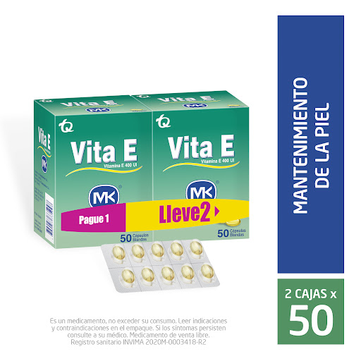 Vita E Vitamina E 400 UI MK 2 Cajas x 50 Cápsulas