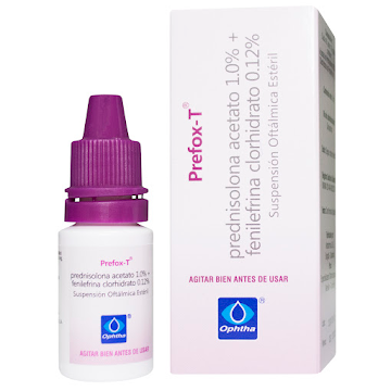 Prefox-T Prednisolona Acetato + Fenilefrina Clorhidrato 1.0/0.12% Ophtha Gotas Frasco x 5 ml  