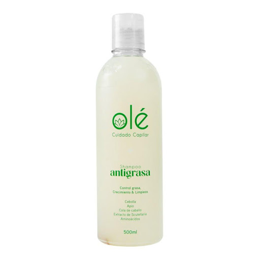 Shampoo de Cebolla, Jengibre y Apio OLÉ CAPILAR x500ml Ole Capilar Frasco x 500ml x 1 und Shampoo antigrasa, contiene cebolla, jengibre y apio que aporta vitaminas, aminoácidos y antioxidantes, ayudando a mantener un cabello sano, fuerte, saludable y sin caspa de manera natural. Es un prod