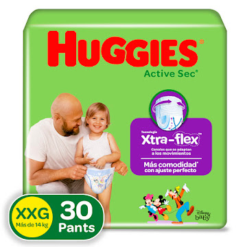 Pañales Huggies Active Sec Pants Etapa 5/XXG x 30 und  