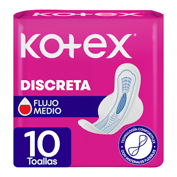 Toallas Femeninas Kotex Discreta Antibacterial x 8 und + 2 und  