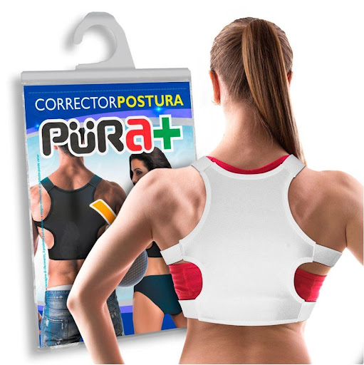 Corrector de Postura en Chaleco Blanco S-M  Pura+ Unidad empacada en bolsa individual con gancho exhibidor. Producto unisex x 1