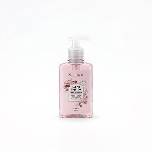 Jabon Líquido Flores y Frutas x 300 ml Naturesse botella x 1 Jabón líquido Flores y Frutas, ideal para piel sensible. Limpia suavemente sin resecar gracias a sus ingredientes derivados del coco. Su aroma fresco y revitalizante deja una sensacion de bienestar.