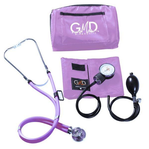 KIT GMD TENSIOMETRO PURPURA CLARO RAPPAPORT IMPORMEDICAL  x 1 Este kit incluye un tensiómetro aneroide y un fonendoscopio tipo Rappaport, ideal para la medición de presión arterial y auscultaciones médicas. Es adecuado para uso clínico y académico, con un diseño
