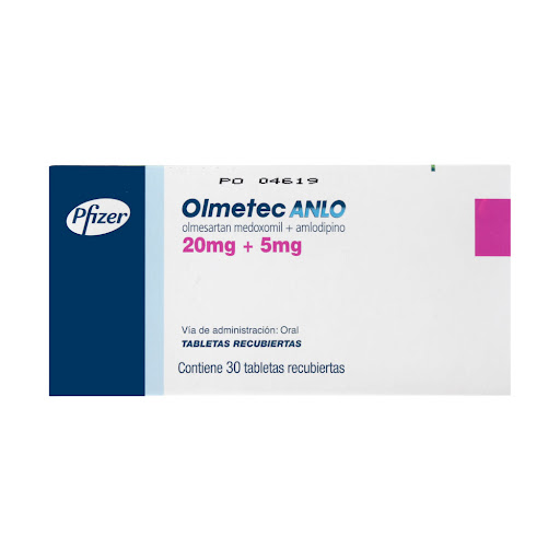 Olmetec Anlo Olmesartan + Amlodipina 20mg/5mg Pfizer Caja x 30 Tabletas