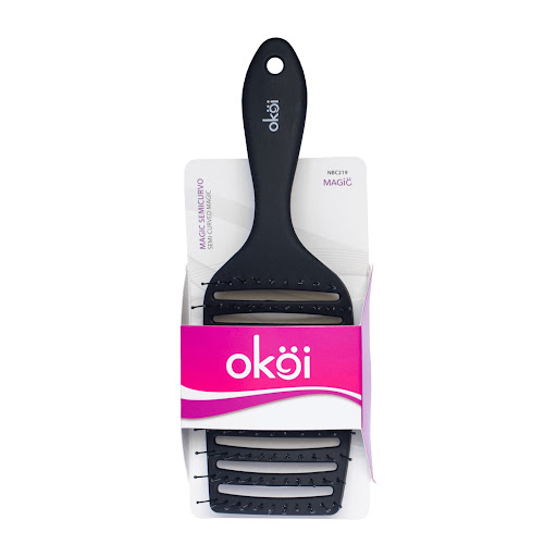 Cepillo Para Cabello Semicurvo Negro Okoi x 1 und