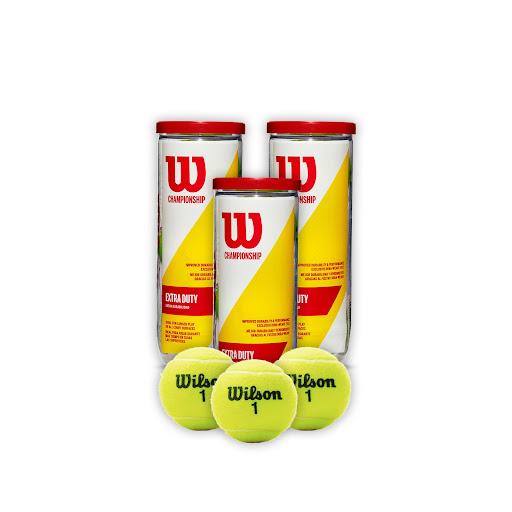 Combo Pelotas de Tenis Wilson Championship Extra Duty 3P X 3T Wilson Tarros x 3 Modelo: Extra DutyDIVERSIDAD Las pelotas Wilson Championship vienen en tres modelos distintos:Championship Extra Duty: Rendimiento óptimo y durabilidad en pistas duras.Championship Regular Duty: Rendi
