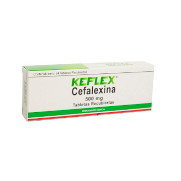 Keflex Cefalexina 500 mg Farmacol Caja x 24 Tabletas  