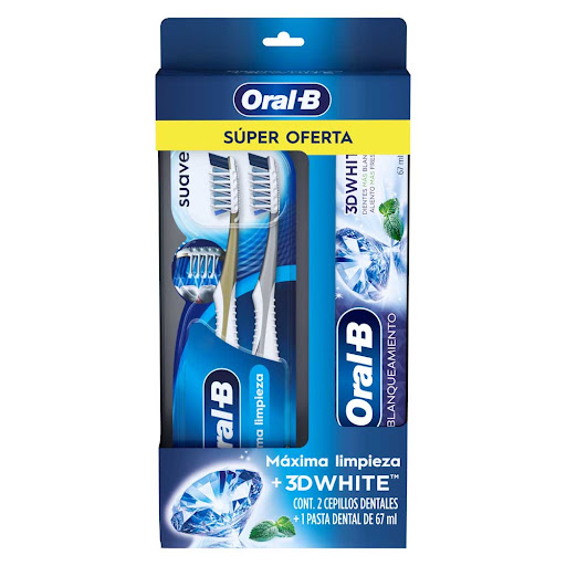 Kit Cepillo de Dientes Oral-B 7 Beneficios 2und + Crema Dental Oral-B 3DW 1und Caja x 3 und