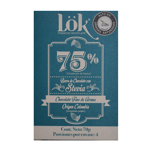 Chocolate Lok 75% Con Stevia Caja x 70 gr
