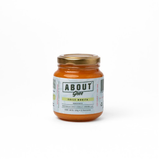 Ghee Chile morita 120g ABOUT Envase de vidrio x 1 und Ghee o mantequilla clarificada, infusionado con chile morita, jengibre, cebolla y peperoncino, que le aportan un toque ahumado, profundo y ligeramente picante que eleva cualquier preparación.
Libre de
