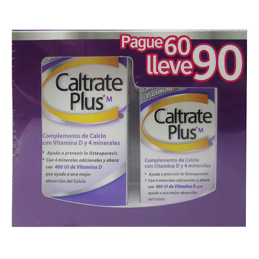 Caltrate Plus Calcio + Vitamina D3 400 UI Haleon Frasco x 90 Comprimidos