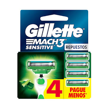 Repuestos para cuchilla de Afeitar Gillette Mach 3 Sensitive Caja x 4 und  