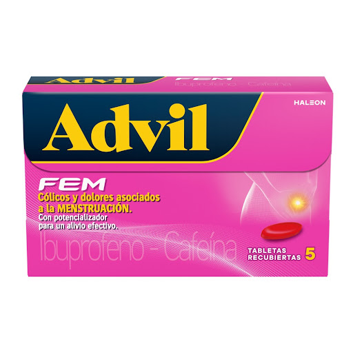 Advil Fem Ibuprofeno + Cafeína 400mg/65 mg  Haleon Caja x 5 Cápsulas