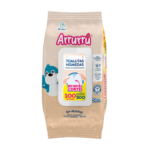 Toallitas Humedas Arrurru Avena & Karite Practicorte x 100und