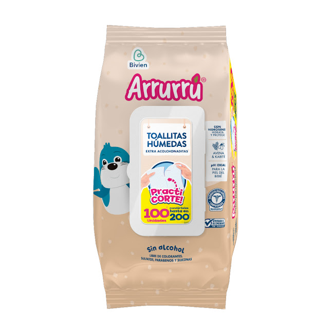 Toallitas Humedas Arrurru Avena & Karite Practicorte x 100und  