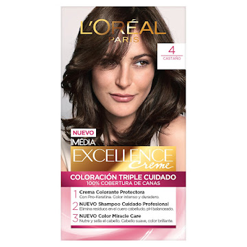 Kit Tinte Loreal Excellence Creme Castaño 4 x 1 und  