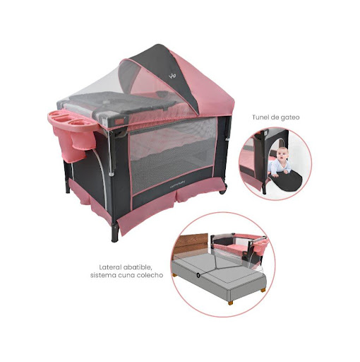 Corral cuna colecho bebé Silver Rosa Happy Baby HAPPY BABY Caja x 1 Happy Baby trae para ti la cuna corral colecho Silver brindara a tu bebé toda la comodidad que necesita a la hora de dormir con su  sistema de colecho, ademas cuenta con tunel de gateo para facil acce