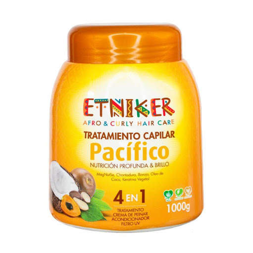 TRATAMIENTO PACIFICO 1000g ETNIKER 1000 x 1 NUTRICIÓN PROFUNDA & BRILLO,MagNutSe, Chontaduro, Borojó, Oleo de Coco, Keratina Vegetal.En el Tratamiento Capilar PACÍFICO te traemos una maravillosa nuez propia de la cuenca del río Magdalena, conoc