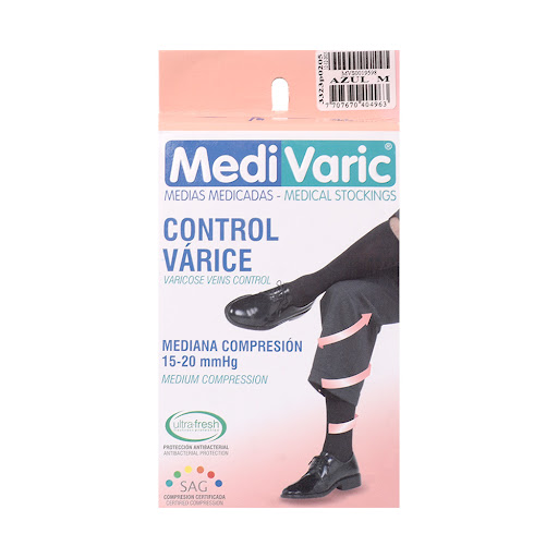 Medias De Compresión Medivaric Mediana Calcetin 15-20  Azul M x 1 und