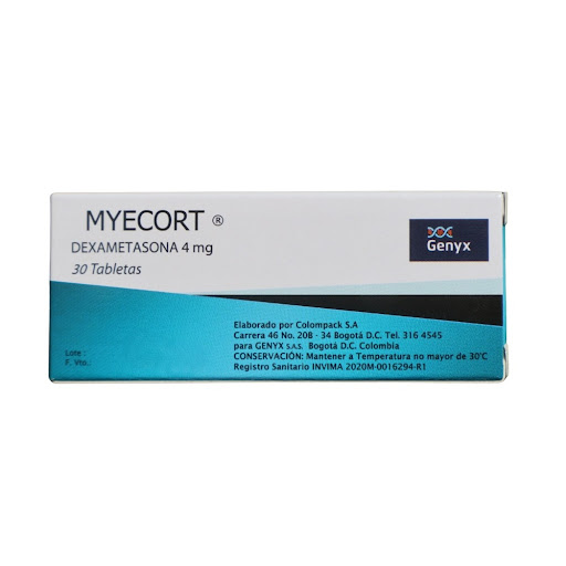 Myecort Dexametasona 4mg Caja x 30 Tabletas