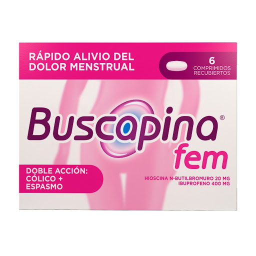 Buscapina Fem Hioscina + Ibuprofeno 20mg/400mg Caja x 6 Comprimidos