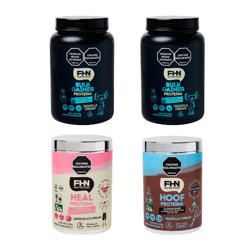 STRENGH PACK 2 BULK GAINER VAINILLA 920gr,1 HEAL CHOCOLATE690 gr,1 HOOF VAINILLA 552 gr FHN NUTRITION 925 gr x 4 undefined