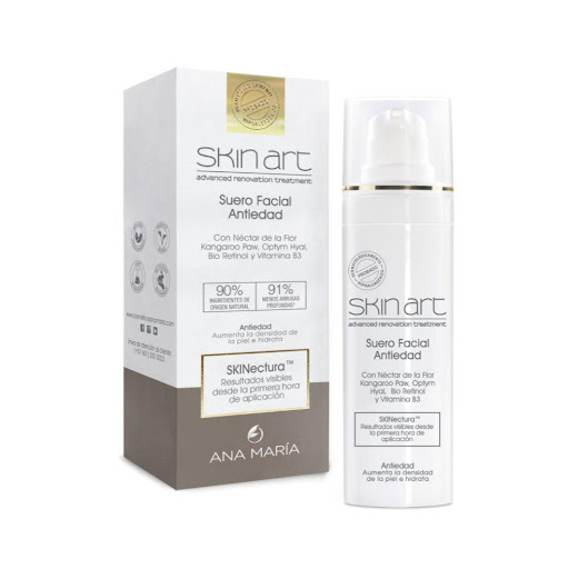 SUERO ANA MARIA FACIAL ANTIEDAD SKIN ART ENVASE X 30 G ANA MARIA  x 1 UND Elaborada con tecnología SKINectura, que contiene Néctar de la Flor Kangaroo Paw, exclusivo extracto botánico de antiedad que ayuda a restaurar la piel, promoviendo el equilibrio perfecto entre elast