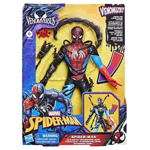 Figura Acción Spiderman Venomversus Transformación Líquida Marvel  x 1 Incluye una figura de Spider-Man con un efecto de transformación simbionte. Viene con accesorios inspirados en Venom para enriquecer el juego.