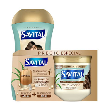 Shampoo Savital   Aminoacidos x 510 ml + Tratamiento Savital Aminoacidos x 425 ml  
