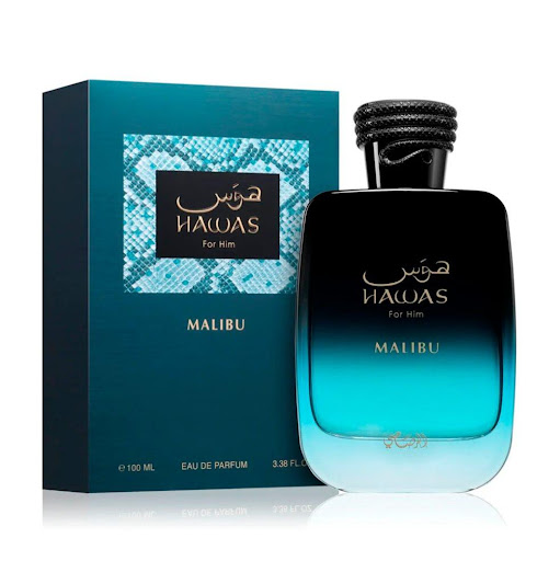 Perfume Rasasi Hawas Malibu EDP 100ml Hombre RASASI BOTELLA x 100ML Hawas Malibu de Rasasi es una fragancia aromática para mujer y hombre. Esta nueva fragancia se lanzó en 2025. Sus notas de salida son piña, naranja y pomelo; las notas de corazón, ámbar, raíz de lirio