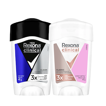 Combo Desodorante Rexona Hombre y Mujer Clinical Soft Solid  