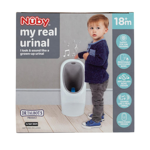 Urinal Plástico Nuby Caja x 1 ĦTu hijo se sentirá como un niño grande! ĦEmpiece hoy mismo con el entrenamiento para orinar para niños! El orinal Nuby My Real Potty Training está diseñado para ayudar a los niños a hacer la transici