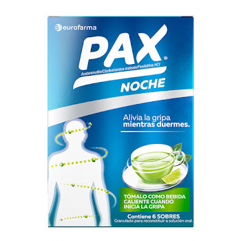 Acetaminofén + Fenilefrina + Clorfeniramina 500mg/10mg/2mg Pax Noche Eurofarma Caja x 6 Sobres  