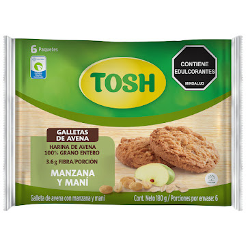 Galleta Tosh Avena Manzana Maní Bolsa x 6 und  