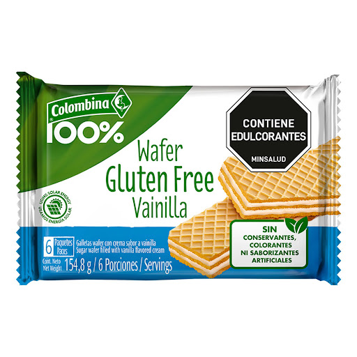 Galletas Colombina 100% Vainilla Doble Crema Gluten Free 154.8 gr
