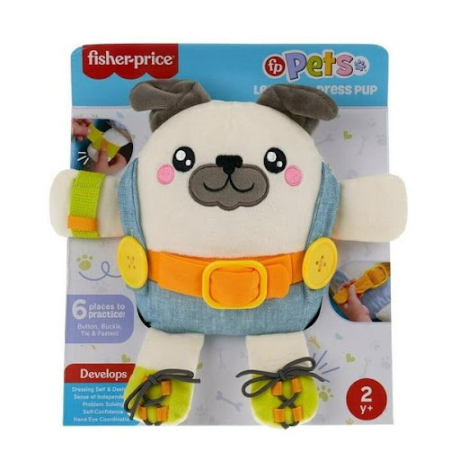 Fisher Price Pug Hora De Vestirse Fisher Price Base carton x 1 El Pug Hora de Vestirse Fisher-Price� es un adorable juguete de peluche que ayuda a los niños preescolares a desarrollar habilidades de autonomía mientras practican vestirse solos. Con seis actividade