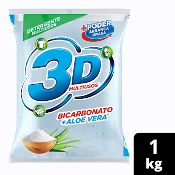 //Detergente 3D Multiusos Bicarbonato Y Aloe Vera X 1000g   