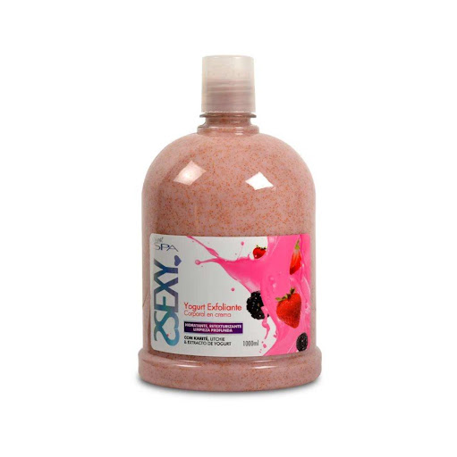 YOGURTH EXFOLIANTE CORPORAL BERRY LOVE (ROSADO) 300g L´MAR SPA 300 x 1 El yogurt Exfoliante de L´MAR elimina las células muertas de la piel produciendo un EFECTO RETEXTURIZANTE y de extrema tersura al combinar el extracto de yogurt y el KARITÉ, reconocidos por su acción 