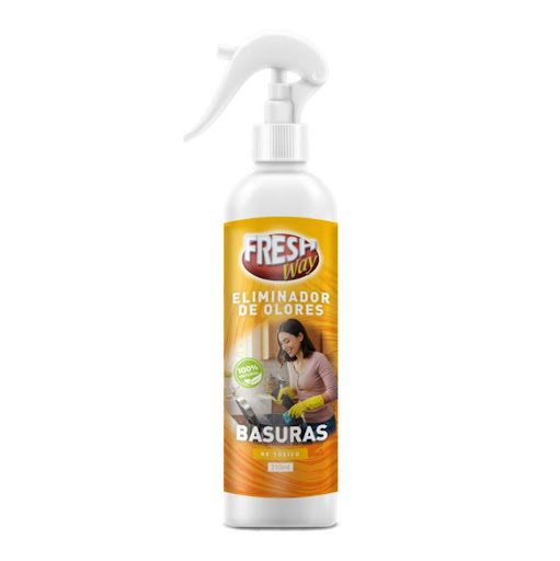 Eliminador de Olores Fresh Way Basuras 250 ML FRESH WAY TARRO 250 ML x 1 UND Eliminador de olores concentrado no toxico, con moléculas neutralizadoras, altamente efectivo en la eliminación de olores provenientes de la descomposición orgánica de productos. Este producto esta di