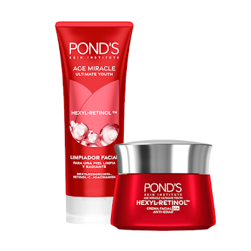 Combo Cuidado Facial   Ponds Espuma limpiadora + Crema de Antiedad con Hexyl Retinol 