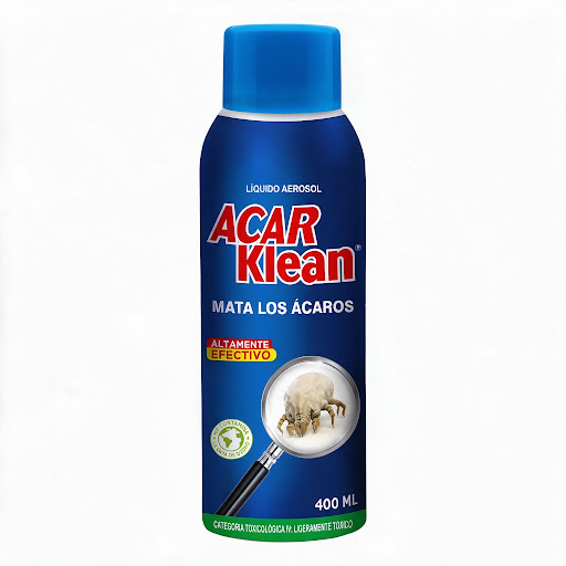 Acar Klean Líquido Aerosol Spray Frasco x 400 ml Antiácaros. Deje actuar durante 10 minutos.