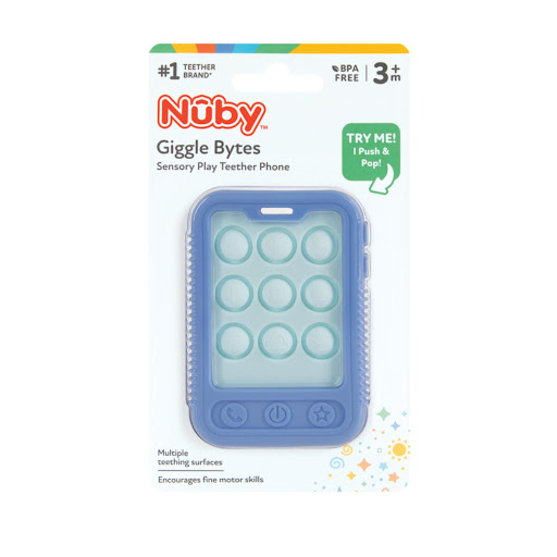 Mordedor De Silicona Con Forma De Celular Fda Azul Nuby Blister x 1 