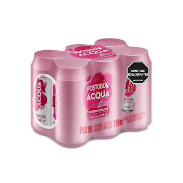 Agua Saborizada Acqua   Postobón Frutos Rojos Lata Paquete x 6 und  