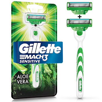 Cuchilla de Afeitar Hombre Gillette Mach 3 Sensitive + 2 Repuestos Blíster x 1 und  