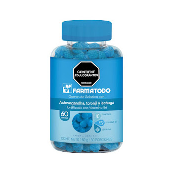 Gomas Farmatodo de Gelatina con Ashwagandha, Toronjil y Lechuga Fortificado + Vitamina B6 x 60 Und  