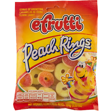 Gomas E-Frutti Peach Rings Paquete x 100 gr  