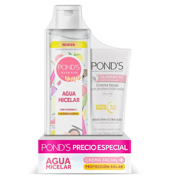 Agua Micelar Pond'S Noche Y Dia Yuya + Crema Facial Pond'S Clarant B3 Con Proteccion Solar Fps 30  